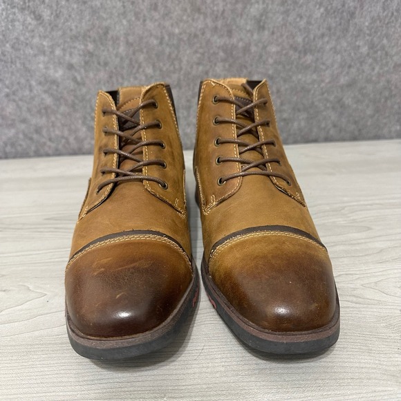 Steve‎ Madden Murdock MURD01M1 Mens Sz 10.5 Tan Leather Cap Toe Lace Up Boots